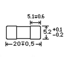 Holly 50CT-0630H, 5x20mm 630mA 250V (T) Gecikmeli Porselen Sigorta