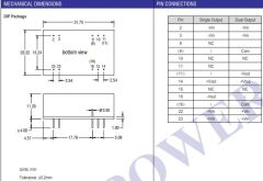 TP06DA48D15, 36-72Vin ±15Vout ±200mA DC/DC Konvertör