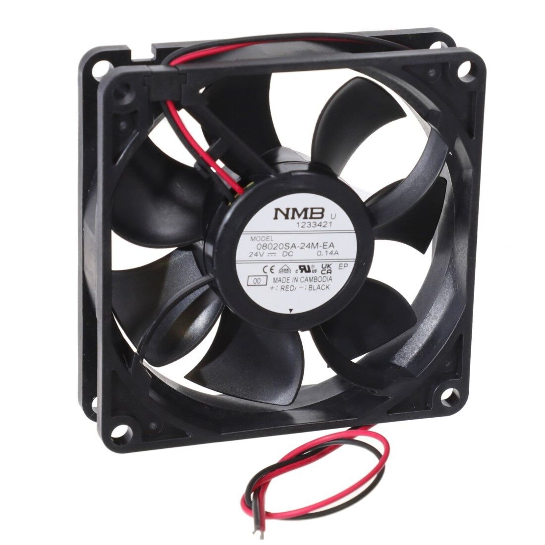 08020SA-24M-EA-00, 80x80x20mm 24VDC 0.14A 2 Kablolu Fan