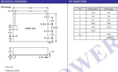 TP20DD12D12, 9-18Vin ±12Vout ±830mA DC/DC Konvertör