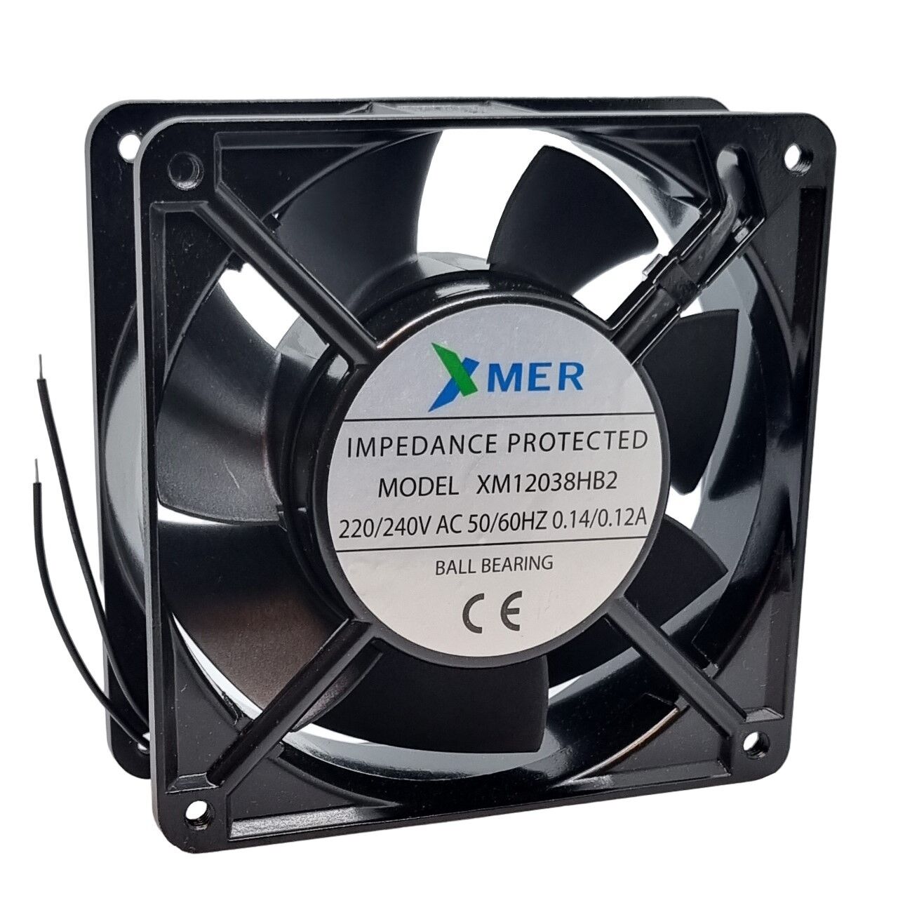 Xmer XM12038HB2, 120x120x38mm 220/240VAC 0.14/0.12A 2 Kablolu Rulmanlı Fan