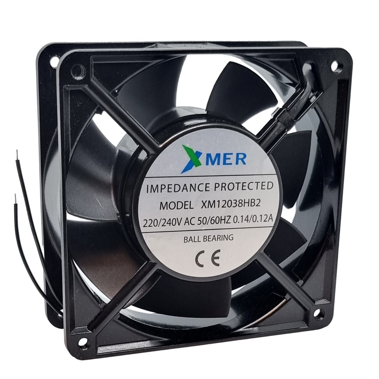Xmer XM12038HB2, 120x120x38mm 220/240VAC 0.14/0.12A 2 Kablolu Rulmanlı Fan
