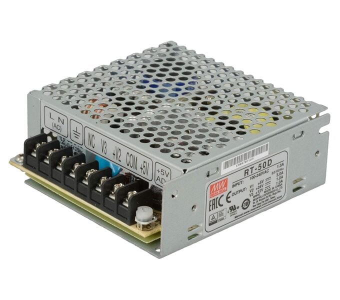 RT-50D, 5V/12V/24V Çıkış 50W Güç Kaynağı, Mean Well