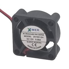 Xmer 2510S12H, 25x25x10mm 12VDC 0.08A 2 Kablolu Fan