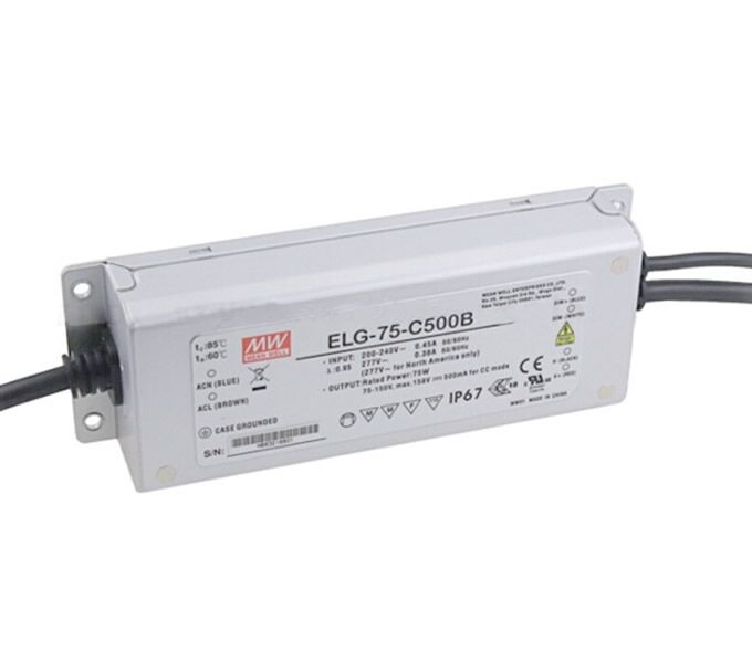 ELG-75-C500B, 500mA 75W Dimedilebilir LED Sürücü, Mean Well