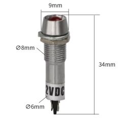 AF225-12K, 12VDC 8mm Sinyal Lambası (Kırmızı)