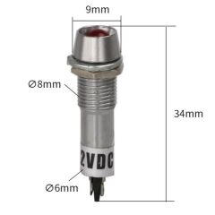AF225-12Y, 12VDC 8mm Sinyal Lambası (Yeşil)