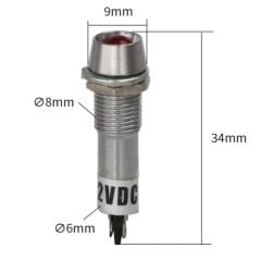 AF225-24Y, 24VDC 8mm Sinyal Lambası (Yeşil)