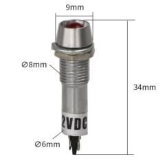 AF225-220Y, 220V AC 8mm Sinyal Lambası (Yeşil)