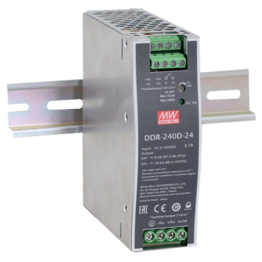 DDR-240D-24, 67-154Vin 24Vout 10A Ray Montaj DC/DC Konvertör, Mean Well