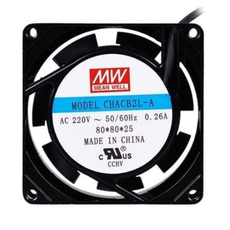 CHACB2L-A-8025B, 80x80x25mm 220VAC 0.26A Fan, Mean Well