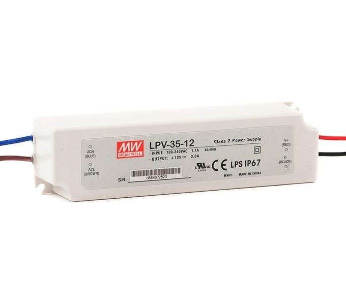 LPV-35-12, 12VDC 3.00A Sabit Voltaj Ekonomik LED Sürücü, Mean Well