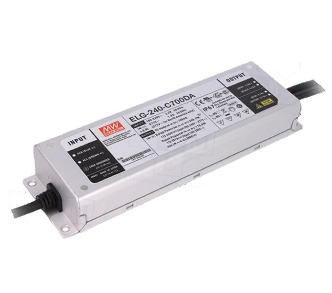 ELG-240-C700DA, 700mA 240W DALI Dimedilebilir LED Sürücü, MeanWell