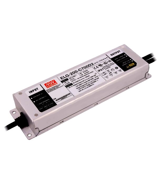 ELG-200-C700D2, 700mA 200W Zaman Ayarlı Dimedilebilir LED Sürücü, Mean Well