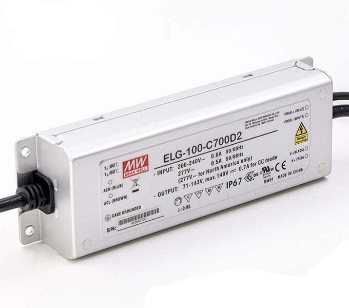 ELG-100-C700D2, 700mA 100W Zaman Ayarlı Dimedilebilir LED Sürücü, Mean Well