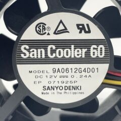 9A0612G4D01, 60x60x25mm 12VDC 0.24A 3 Kablolu Fan
