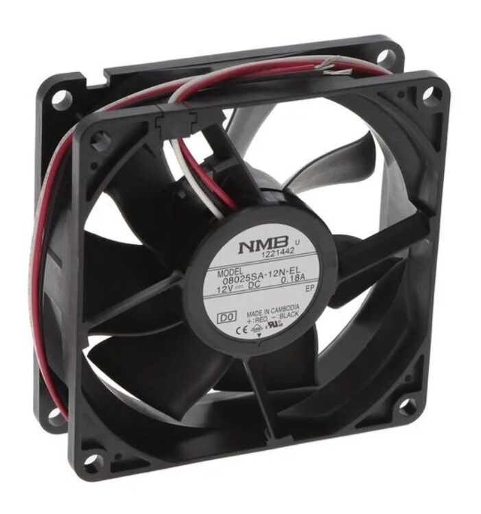 08025SA-12N-EL-D0, 80x80x25mm 12VDC 0.18A 3 Kablolu Fan