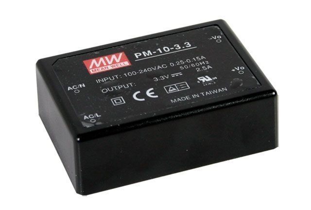 PM-10-3.3, 3.3VDC 2.50A 8W Medikal PCB Tip AC/DC, Mean Well