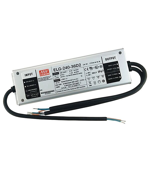 ELG-240-24D2, 24VDC 10.00A 240W Zaman Ayarlı Dimedilebilir LED Sürücü, Mean Well