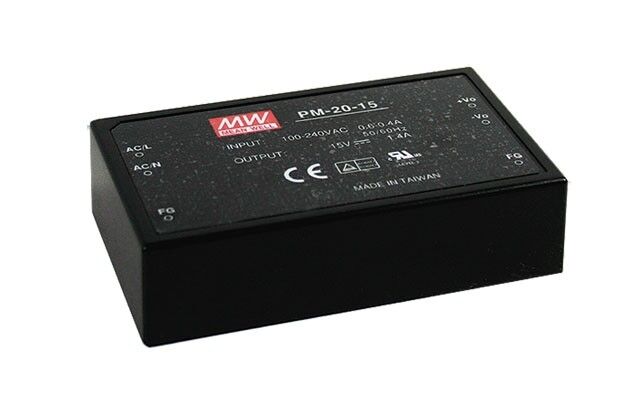 PM-20-12, 12VDC 1.80A 21W Medikal PCB Tip AC/DC, Mean Well