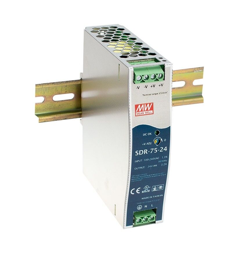 SDR-75-48, 48VDC 1.6A Ray Montaj Güç Kaynağı, Mean Well