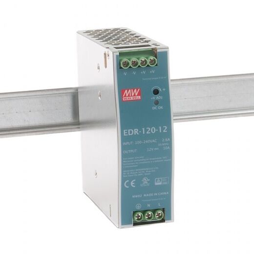EDR-120-12, 12VDC 10.0A Ray Montaj Güç Kaynağı, Mean Well