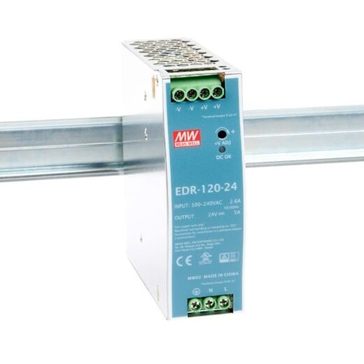 EDR-120-24, 24VDC 5A Ray Montaj Güç Kaynağı, Mean Well
