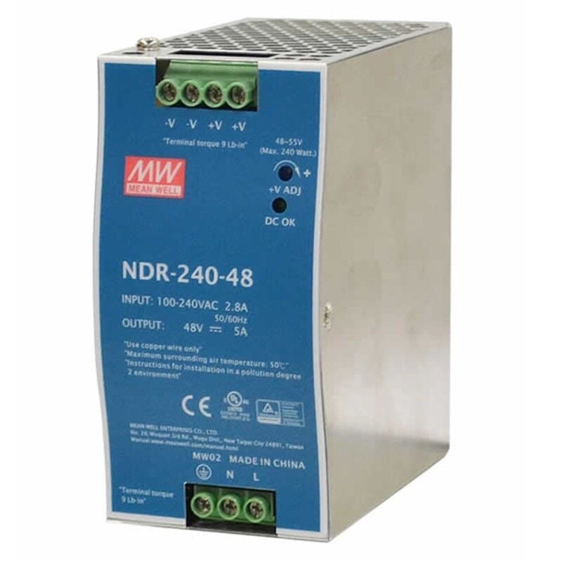 NDR-240-48, 48VDC 5.0A Ray Montaj Güç Kaynağı, Mean Well