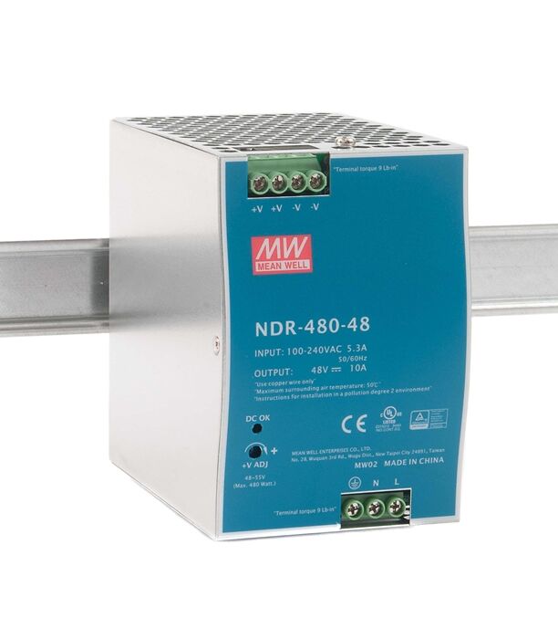 NDR-480-48, 48VDC 10.0A Ray Montaj Güç Kaynağı, Mean Well
