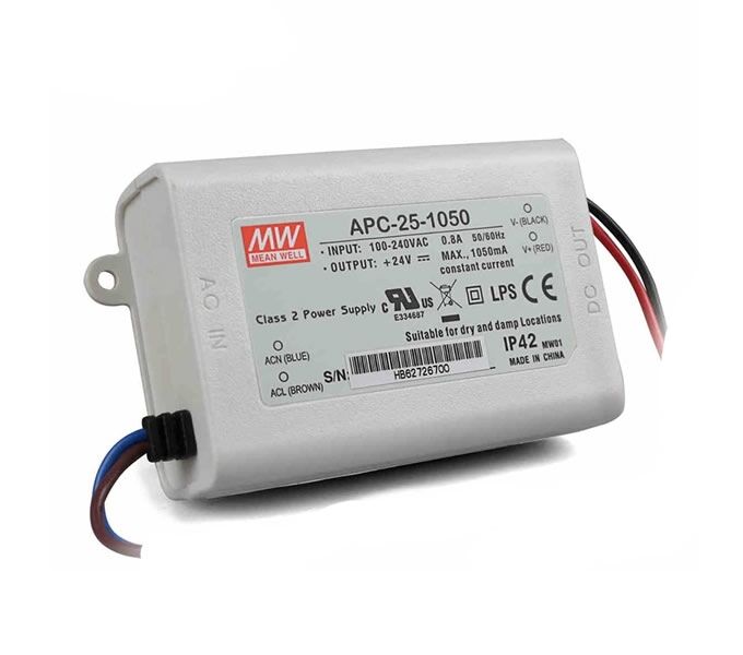 APC-25-1050, 1050mA 25W Sabit Akım LED Sürücü, Mean Well
