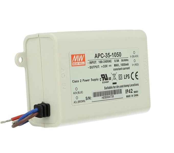 APC-35-1050, 1050mA 35W Sabit Akım LED Sürücü, Mean Well