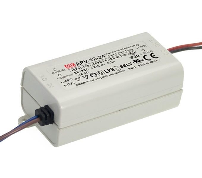 APV-12-24, 24VDC 0.50A 12W LED Sürücü, Mean Well