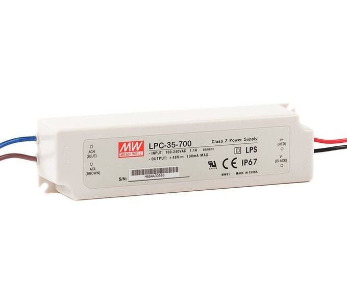 LPC-35-1400, 1400mA 35W Sabit Akım Ekonomik LED Sürücü, Mean Well