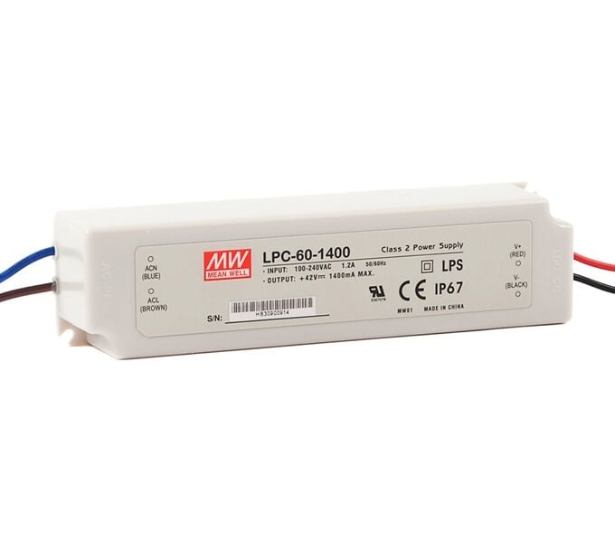LPC-60-1050, 1050mA 60W Sabit Akım Ekonomik LED Sürücü, Mean Well