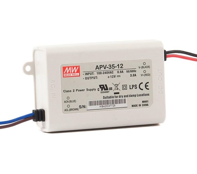 APV-35-15, 15VDC 2.40A 35W LED Sürücü, Mean Well