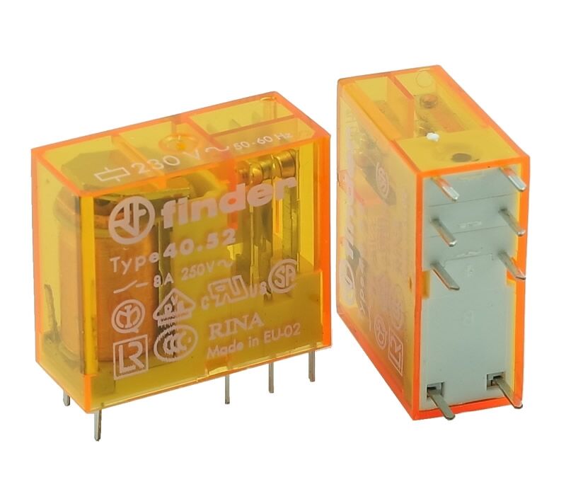 Finder 40.52.8.230.0000, 230VAC 8A DPDT (2 Form C) Çift Kontak Röle