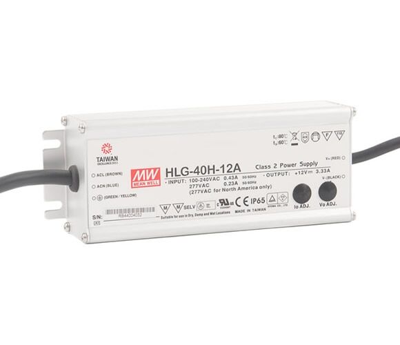 HLG-40H-12A, Sabit Voltaj Ayarlanabilir LED Sürücü, Mean Well