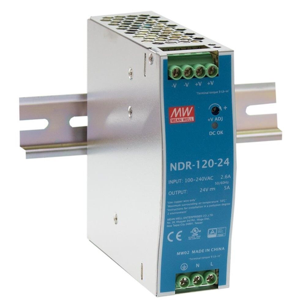 NDR-120-24, 24VDC 5.0A Ray Montaj Güç Kaynağı, Mean Well