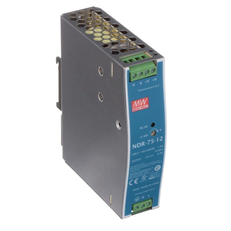 NDR-75-12, 12VDC 6.3A Ray Montaj Güç Kaynağı, Mean Well