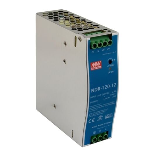 NDR-120-12, 12VDC 10A Ray Montaj Güç Kaynağı, Mean Well