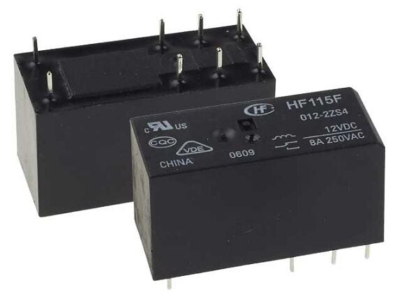 HF115F/012-2ZS4, HF115F, 12VDC 8A DPDT (2 Form C) Çift Kontak Röle