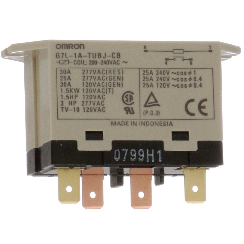 G7L-1A-TUB-J-CB-AC200/240, 230VAC 30A SPST-NO (1 Form A) Test Butonlu Röle