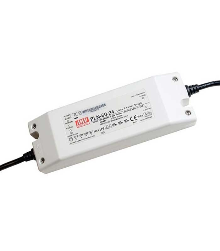 PLN-60-24, 24V 2.5A 60W Ayarlanabilir LED Sürücü, Mean Well