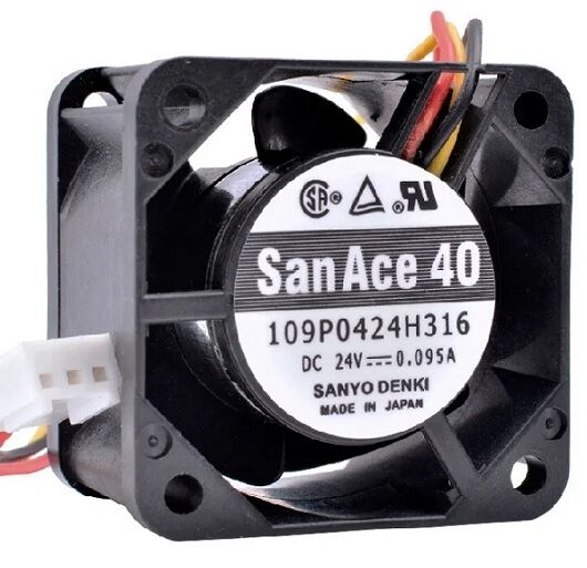 SanAce 109P0424H316, 40x40x28mm 24VDC 0.095A 3 Kablolu Fan