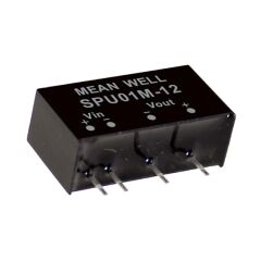 SPU01M-12, 12Vin 12Vout 84mA 1W DC/DC Konvertör, MeanWell