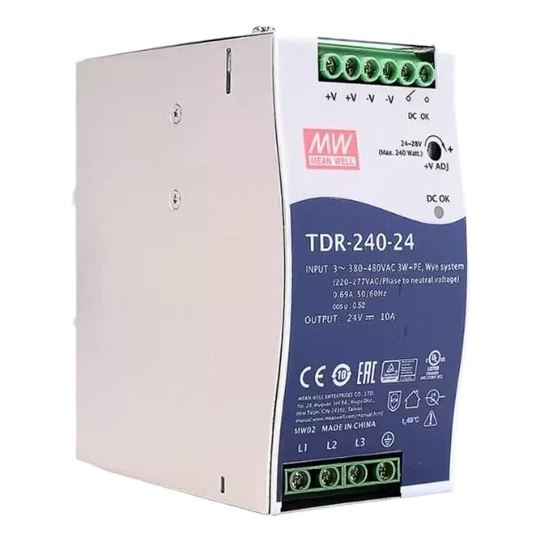 TDR-240-48, 48VDC 5A Trifaze Güç Kaynağı, Mean Well