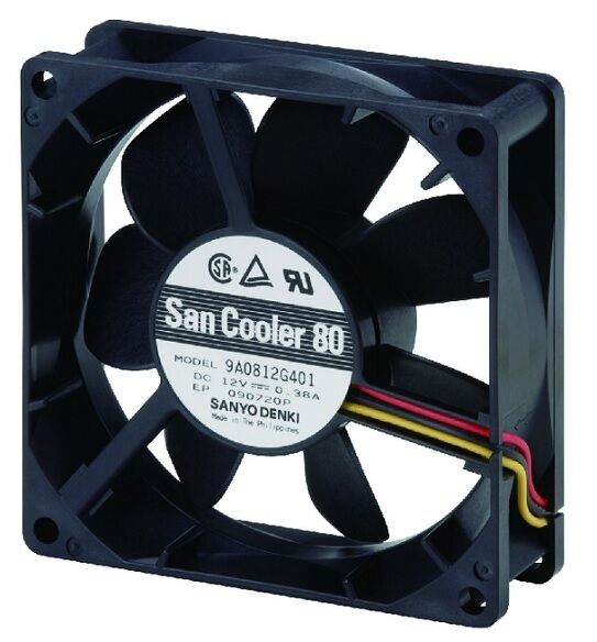 9A0812H401, 80x80x25mm 12VDC 0.13A 3 Kablolu Fan