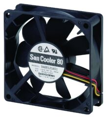 9A0812H401, 80x80x25mm 12VDC 0.13A 3 Kablolu Fan
