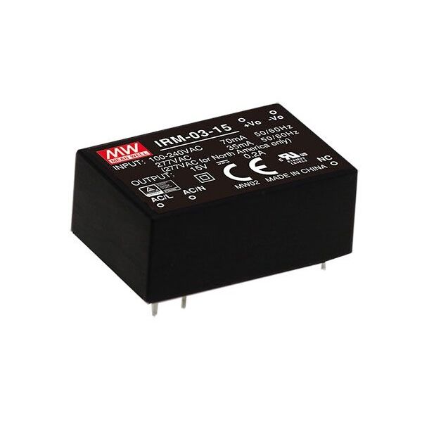 IRM-03-9, 9VDC 3W 333mA PCB Tip AC/DC, Mean Well