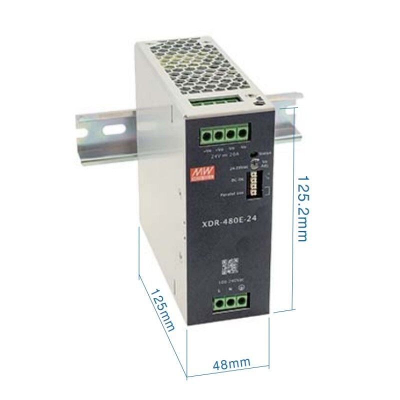 XDR-480E-12, 12VDC 30A 360W Ray Montaj Güç Kaynağı, Mean Well